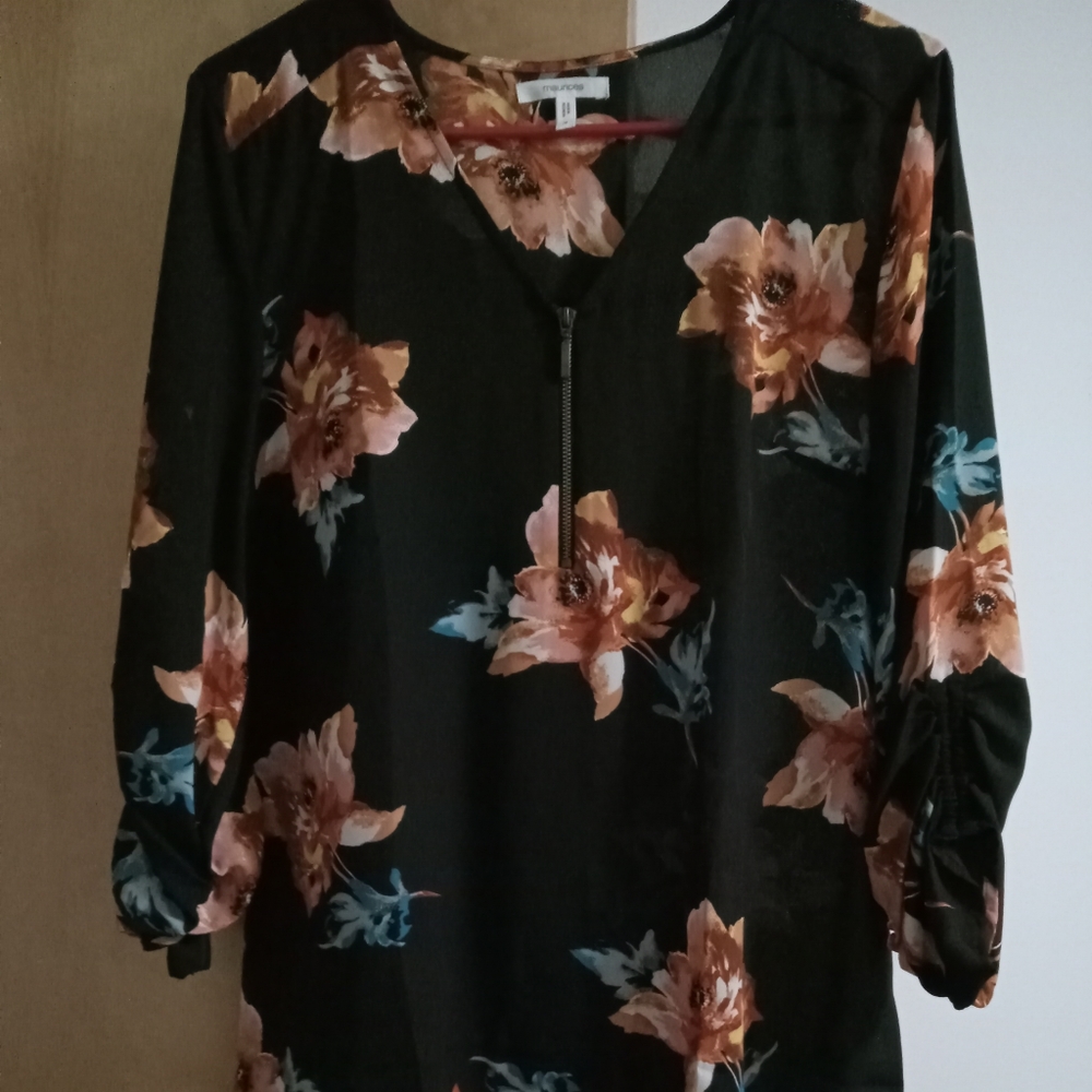 Maurices size small black floral work blouse